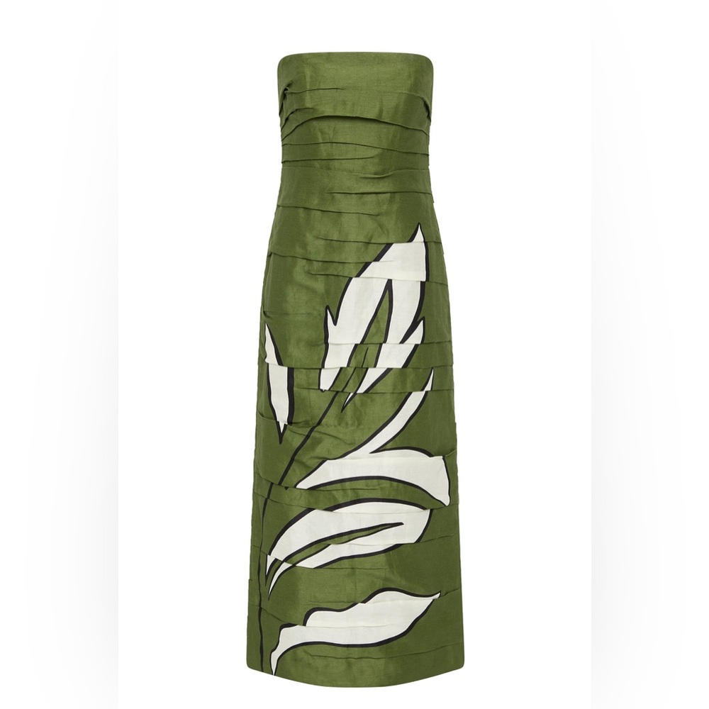 Aje Jasmine Green Column Strapless Linen Midi Dress AU4/US0 NWT - Picture 2 of 9